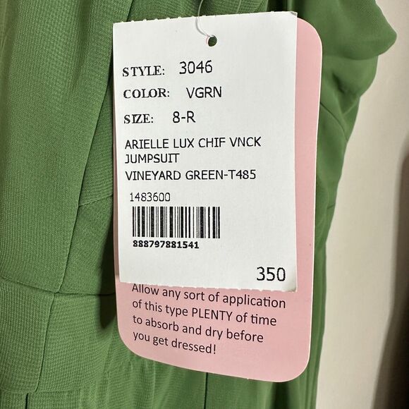 Dessy Collection V-Neck Backless Pleated Jumpsuit Vineyard Green Women 8R NWT - Picture 10 of 10